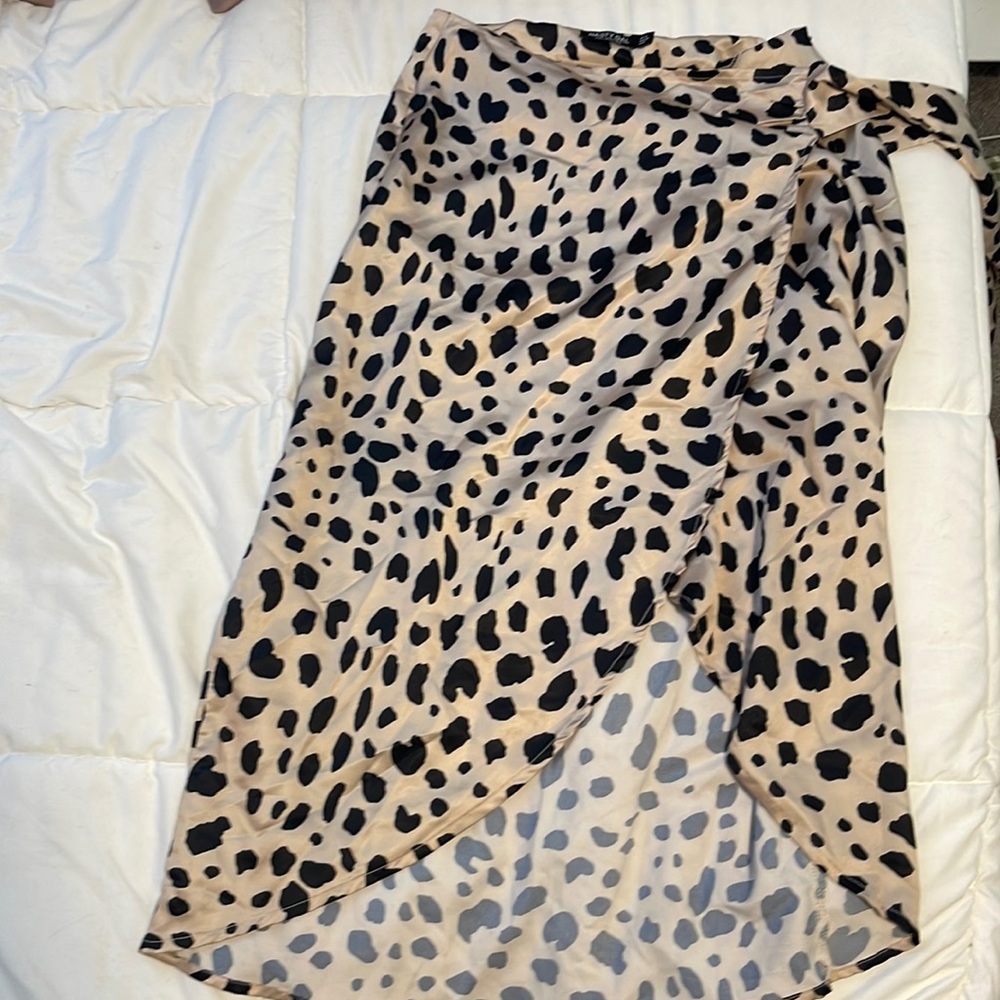 Animal print wrap skirt